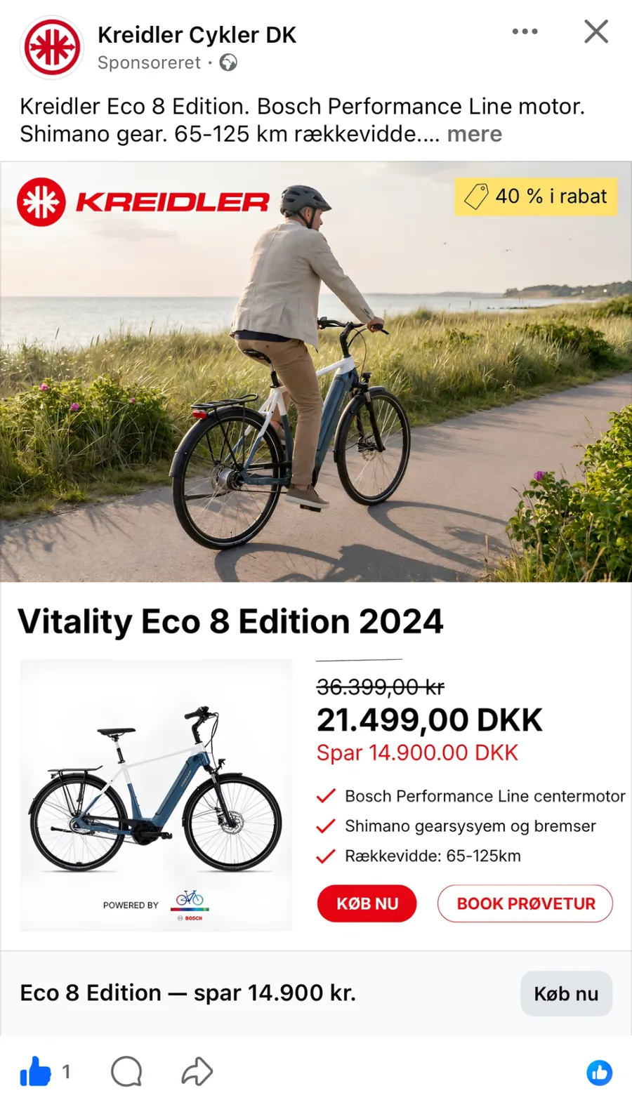 AI-genereret Meta-annonce: Kreidler Vitality Eco 8 elcykel